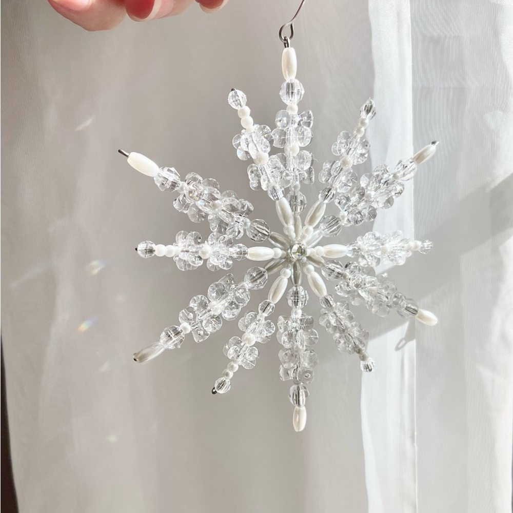 Elegant Clear and White Snowflake Ornament